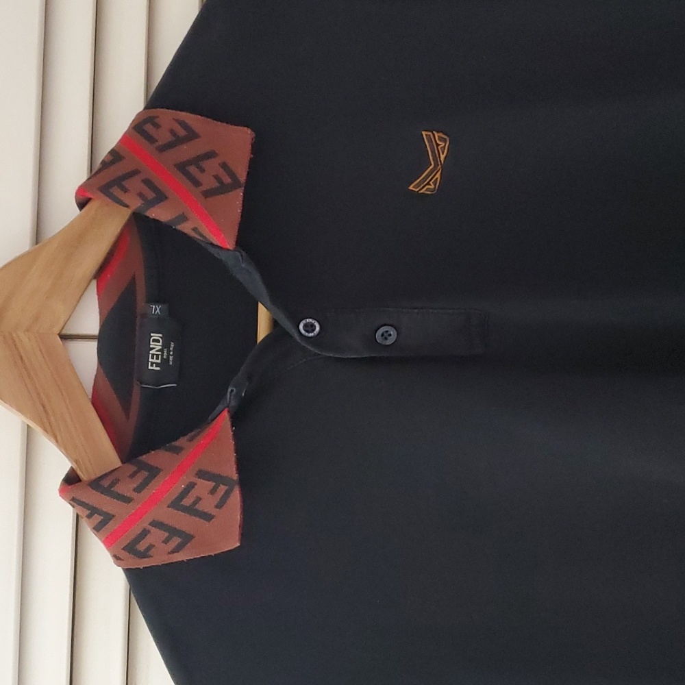 Fendi Classic Polo with Fendi logo on collar, womans size XL
